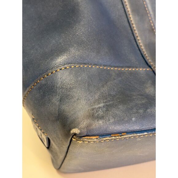 2003 Vintage Coach Leatherware Tote – Steel Blue & Cognac Leather - Picture 12 of 13